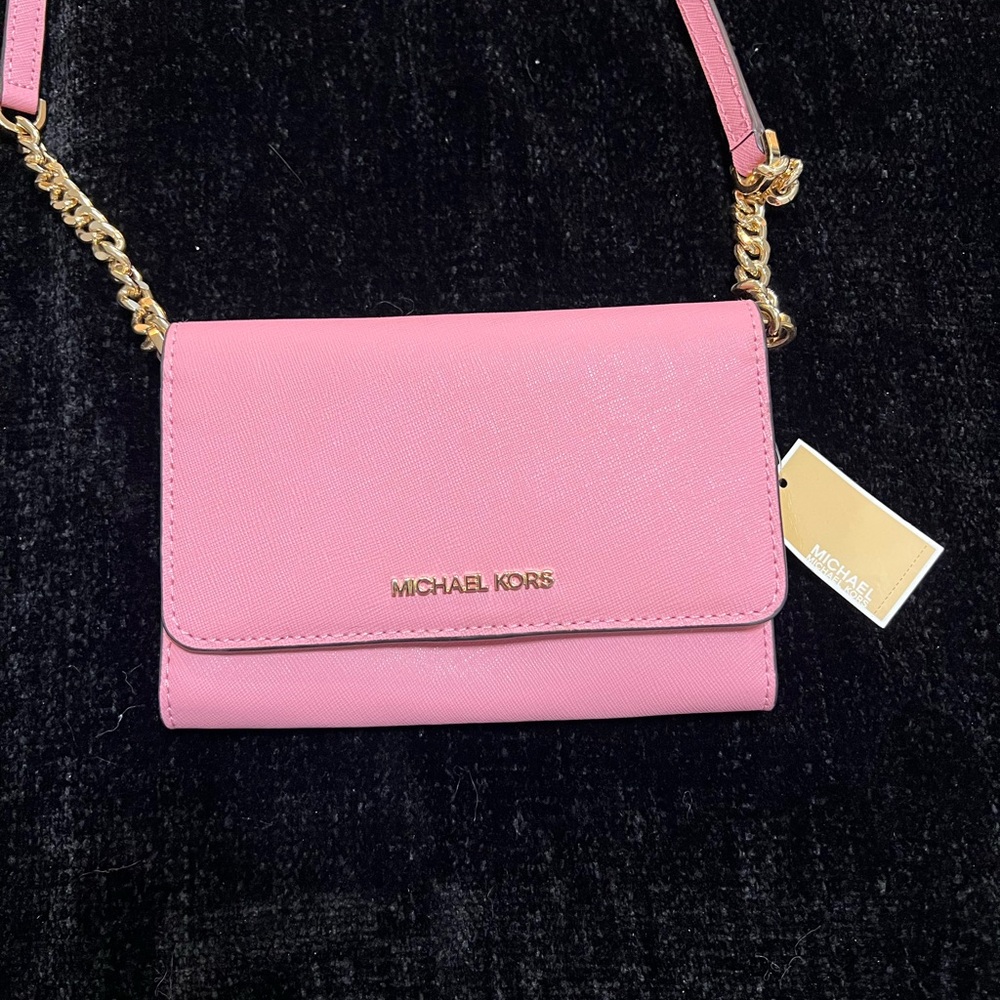 Michael Kors Pink Crossbody Bag with Gold Hardware